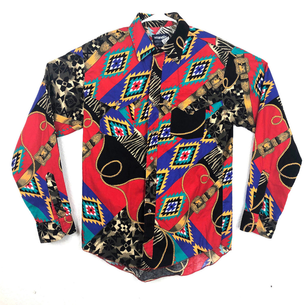 Vintage Wrangler Western Aztec Print Shirt